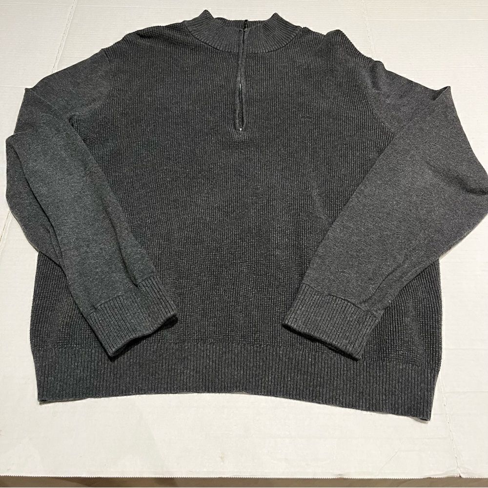Michael Kors Men's Sweater Grey Cotton Pullover with zipper XL